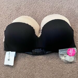Two pack Black and tan strapless Bra